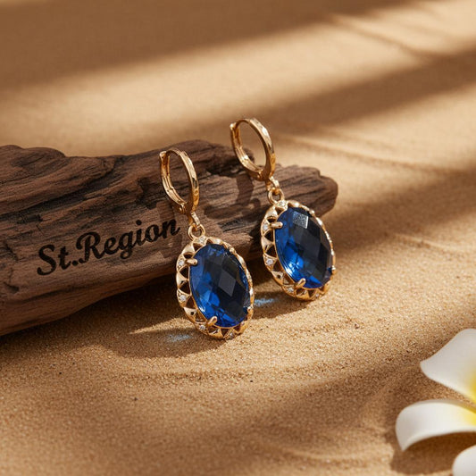 gold tone floral drop earrings St.Region