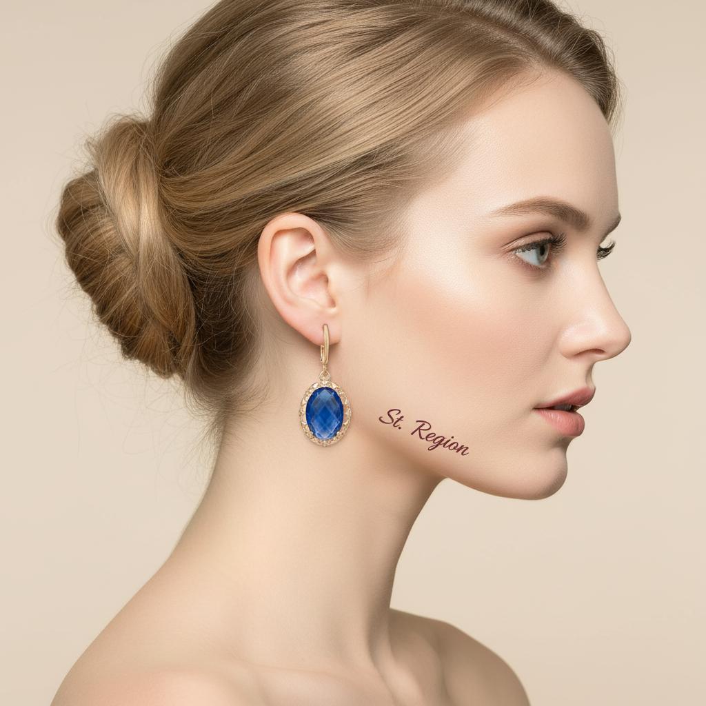 Blue Crystal and Cubic Zirconia Goldtone Oval-Cut Flower Dangle Earrings, gold huggie earrings, styled look