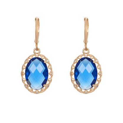 Blue Crystal & Cubic Zirconia Goldtone Oval-Cut Flower Dangle Earrings - Street Region
