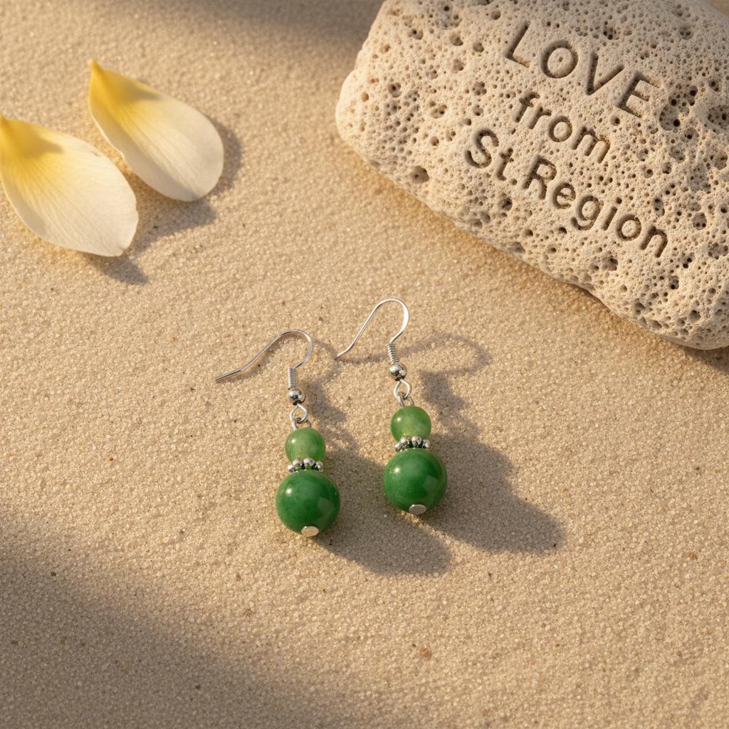 Green Jade and Silvertone ‌Gourd‌-Shape Hook Earrings, silver drop earrings for women, elegant gift for her, lifestyle look