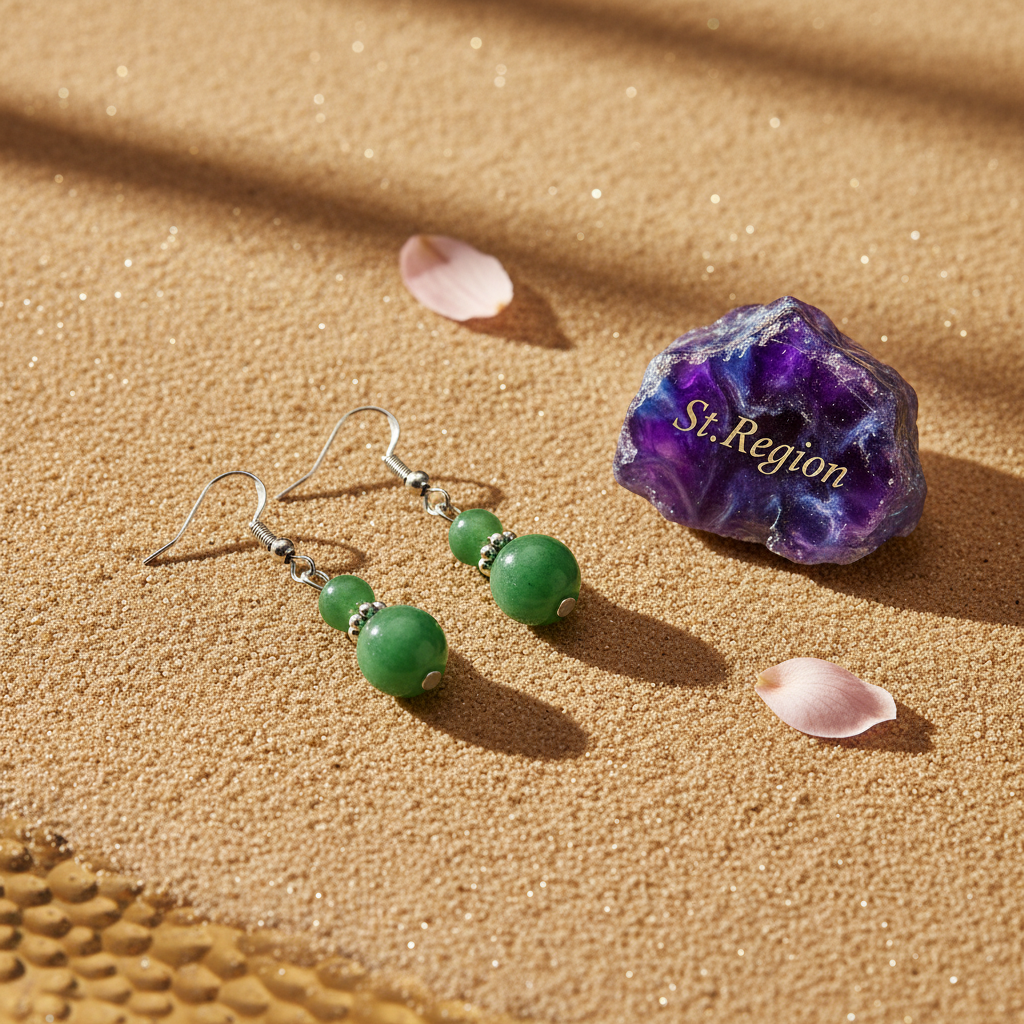 Green Jade & Silvertone ‌Gourd‌-Shape Hook Earrings - Street Region