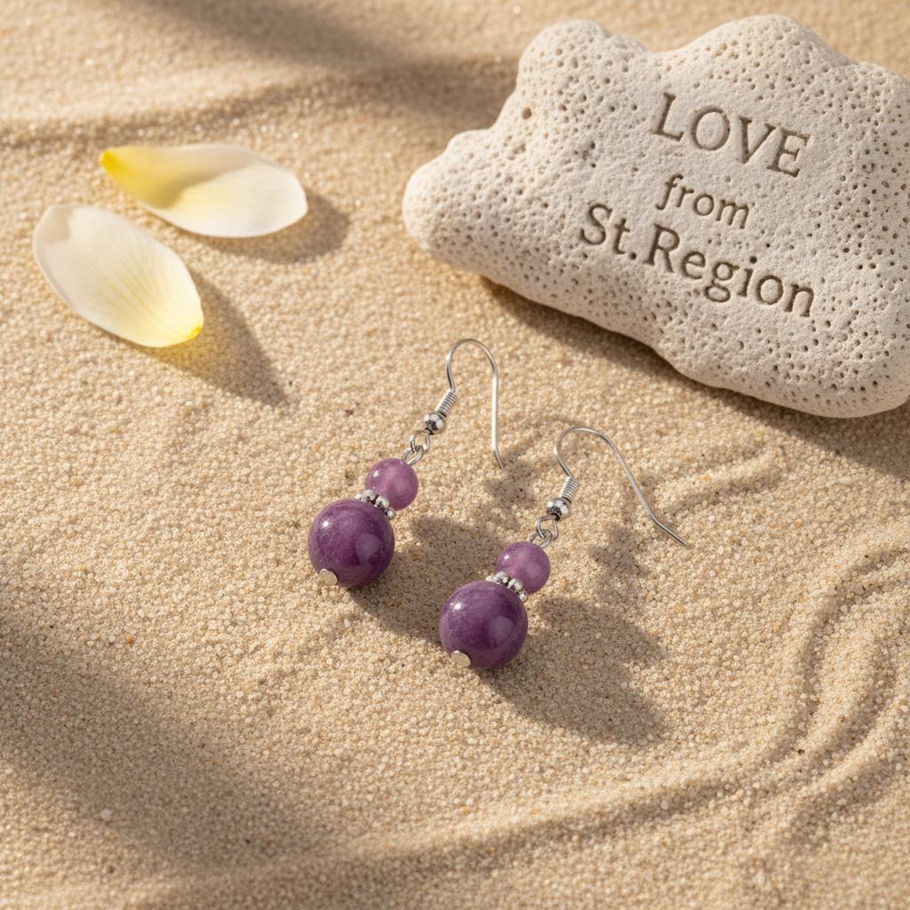 Purple Jade and Silvertone ‌Gourd‌-Shape Hook Earrings, silver drop earrings for women, lifestyle look