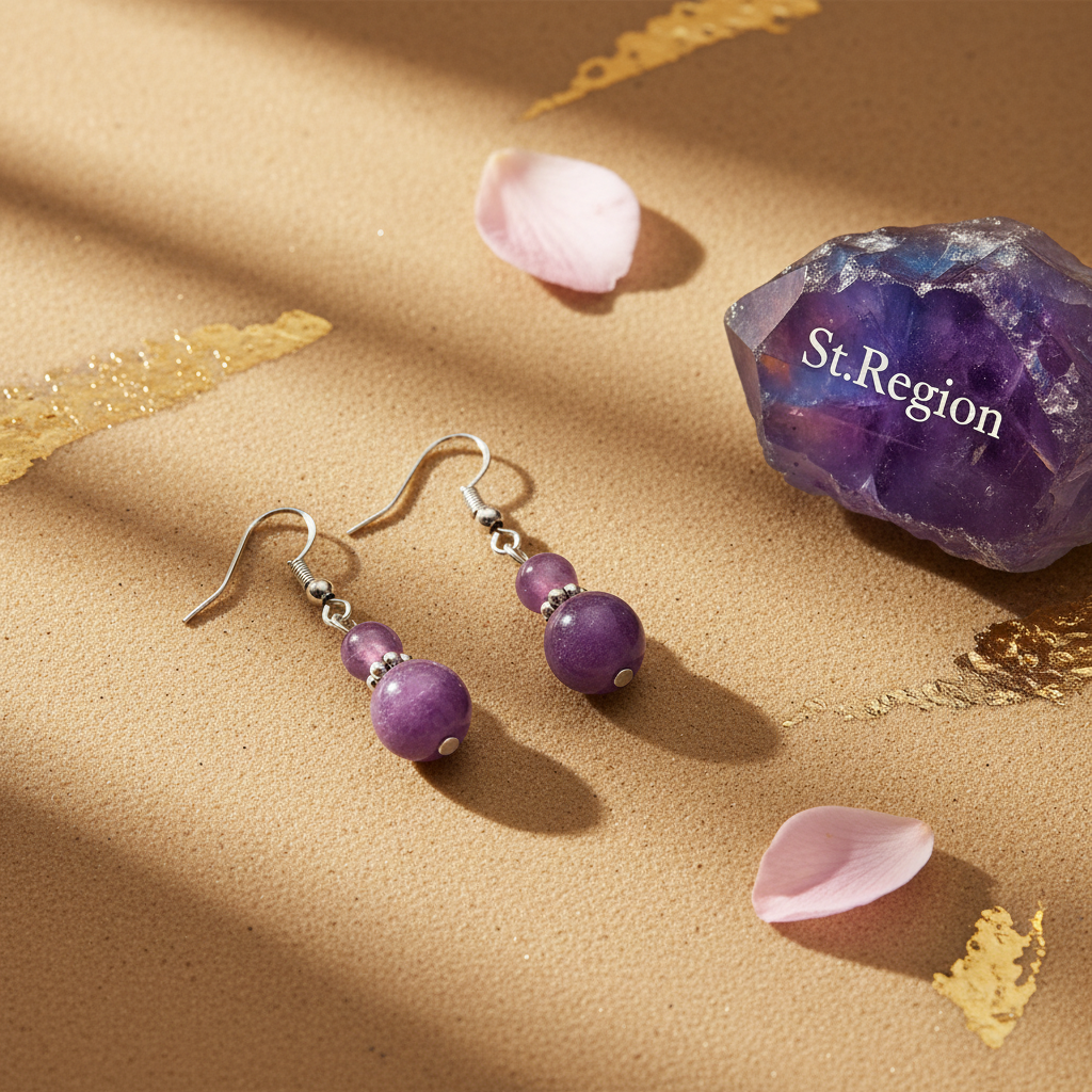 Purple Jade & Silvertone ‌Gourd‌-Shape Hook Earrings - Street Region