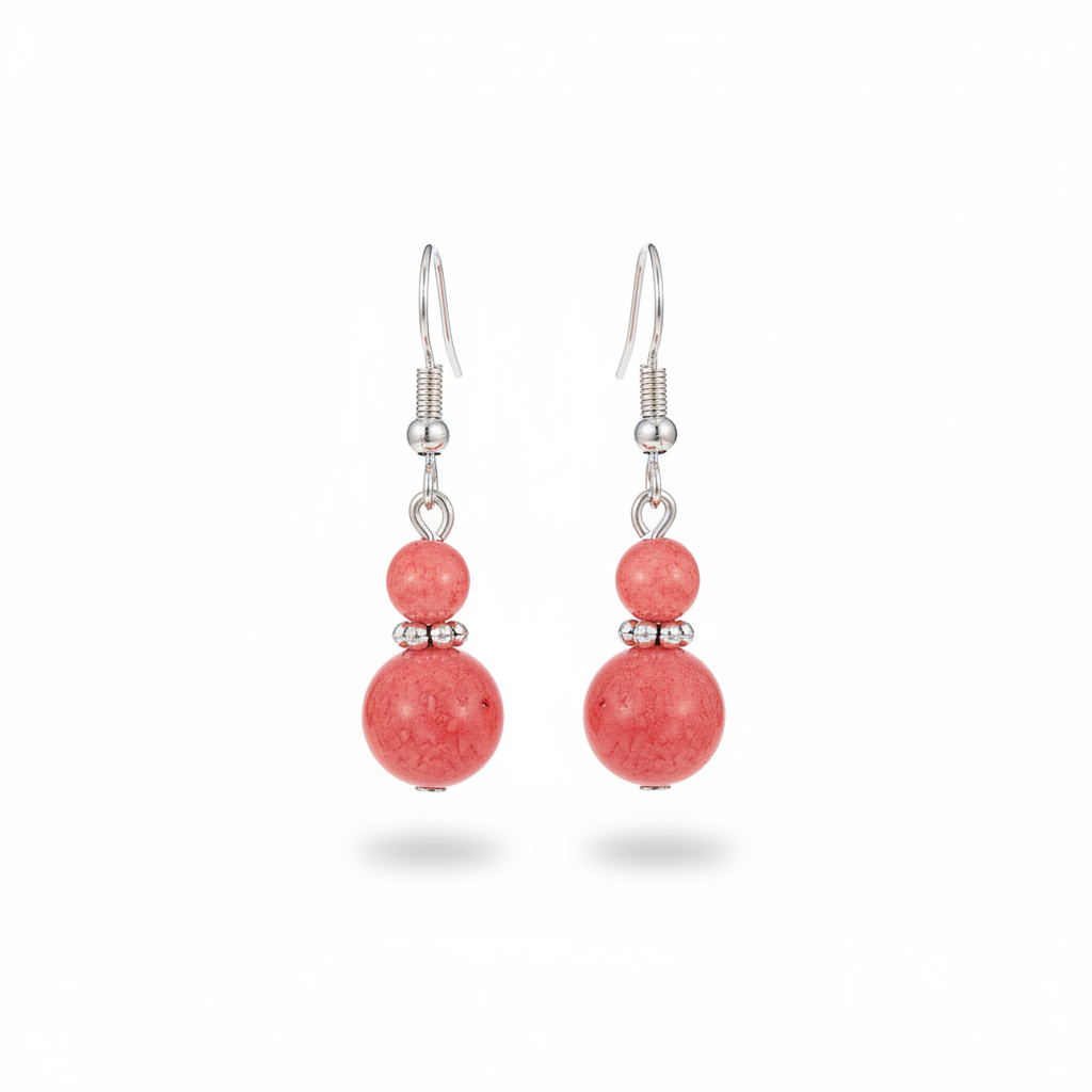 Red Jade & Silvertone ‌Gourd‌-Shape Hook Earrings - Street Region