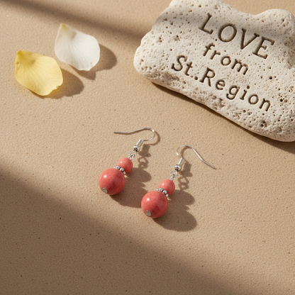 Red Jade & Silvertone ‌Gourd‌-Shape Hook Earrings - Street Region