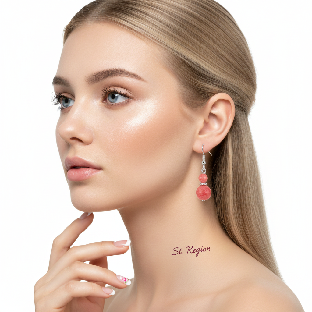 Red Jade & Silvertone ‌Gourd‌-Shape Hook Earrings - Street Region