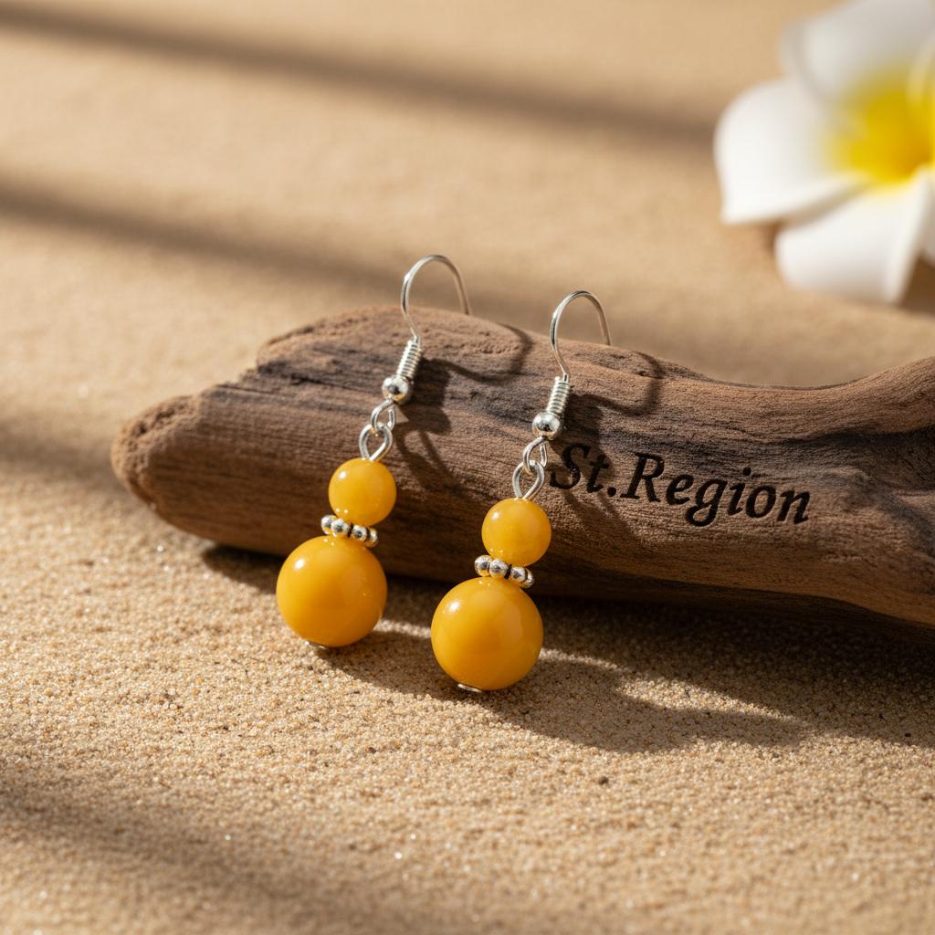 Yellow Jade and Silvertone ‌Gourd‌-Shape Hook Earrings, silver drop earrings for women, botanical inspired, front view