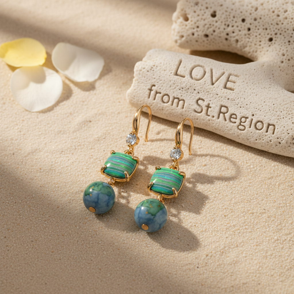 Blue Resin & Cubic Zirconia Goldtone Cushion Ball Hook Earrings - Street Region