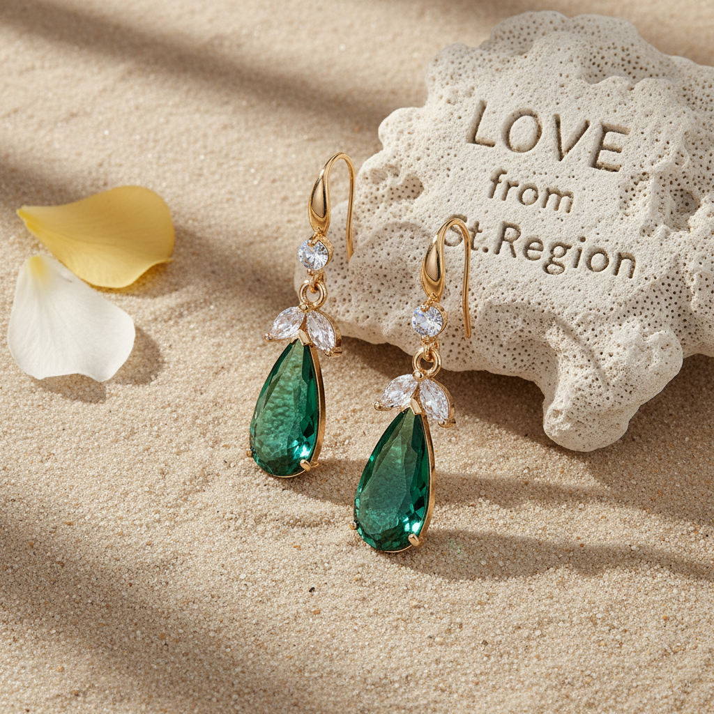 Green Crystal & Cubic Zirconia Goldtone Flower Drop Earrings - Street Region