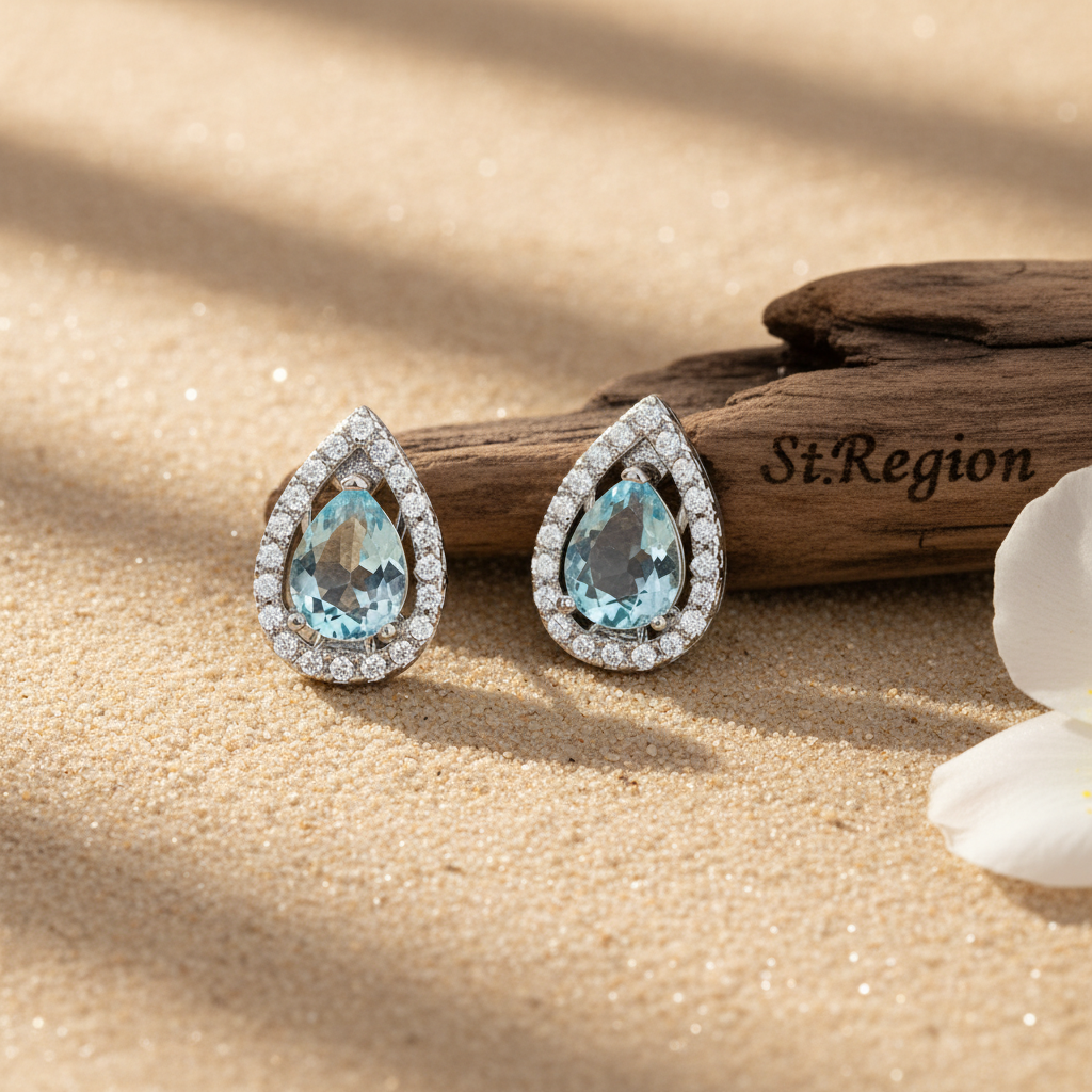 Blue Topaz & Cubic Zirconia Silvertone Hola Drop Huggie Earrings - Street Region