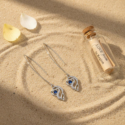 Royal Blue Crystal and Silvertone Swirling Filigree Heart Ultra-long Drop Earrings, silver drop earrings..., lifestyle look