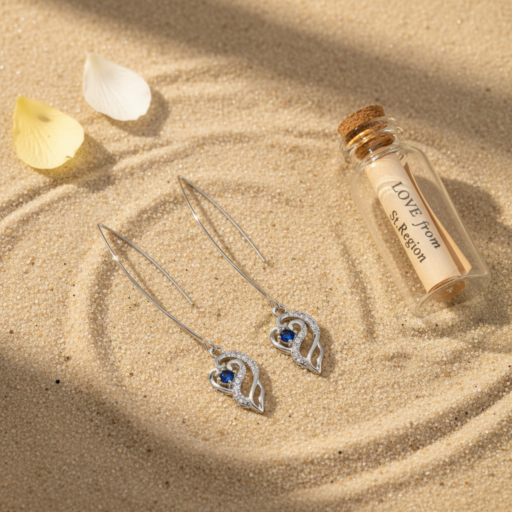 Royal Blue Crystal & Silvertone Swirling Filigree Heart Ultra-long Drop Earrings - Street Region