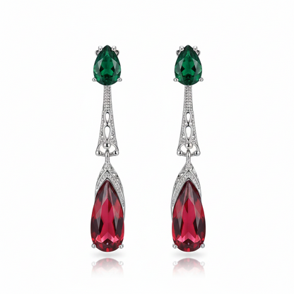 Green & Rose Crystal Drop Earrings - Street Region