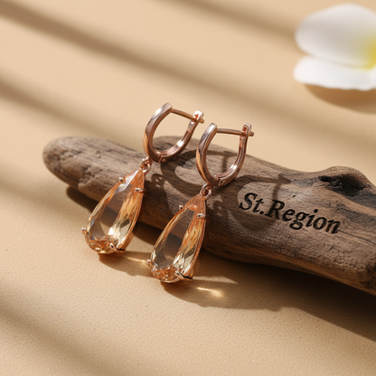 Champagne Crystal & 18K Rose Gold-Plated Drop Earrings - Street Region