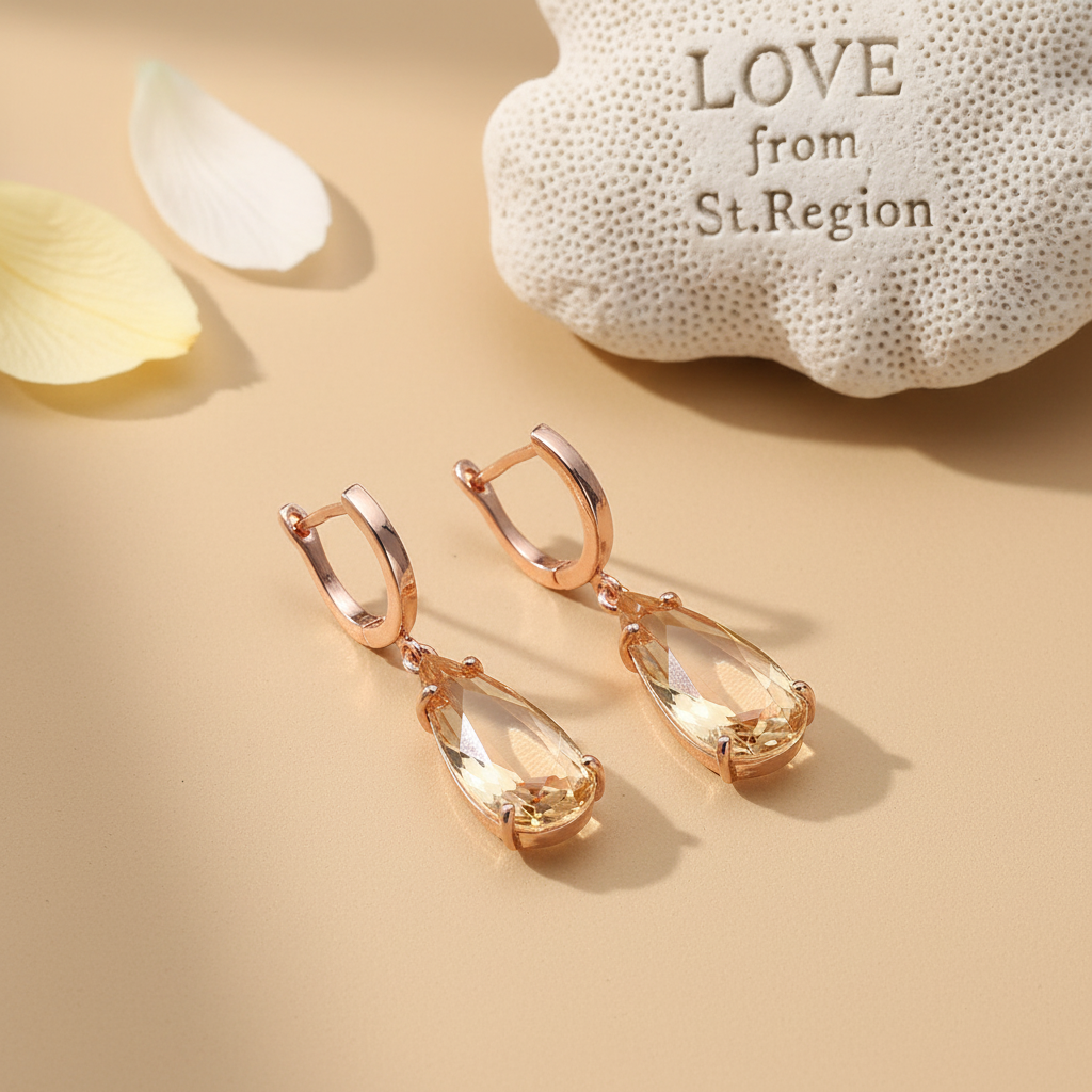 Champagne Crystal & 18K Rose Gold-Plated Drop Earrings - Street Region