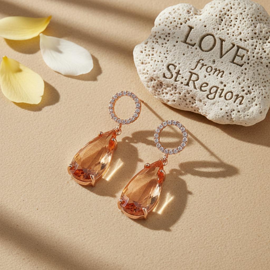 Yellow Crystal and Cubic Zirconia Circle Teardrop Earrings, drop earrings for women, botanical inspired, lifestyle look