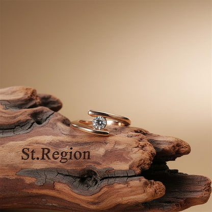 Cubic Zirconia and Crystal Bypass Ring, statement rings for women, vintage-inspired design, front view