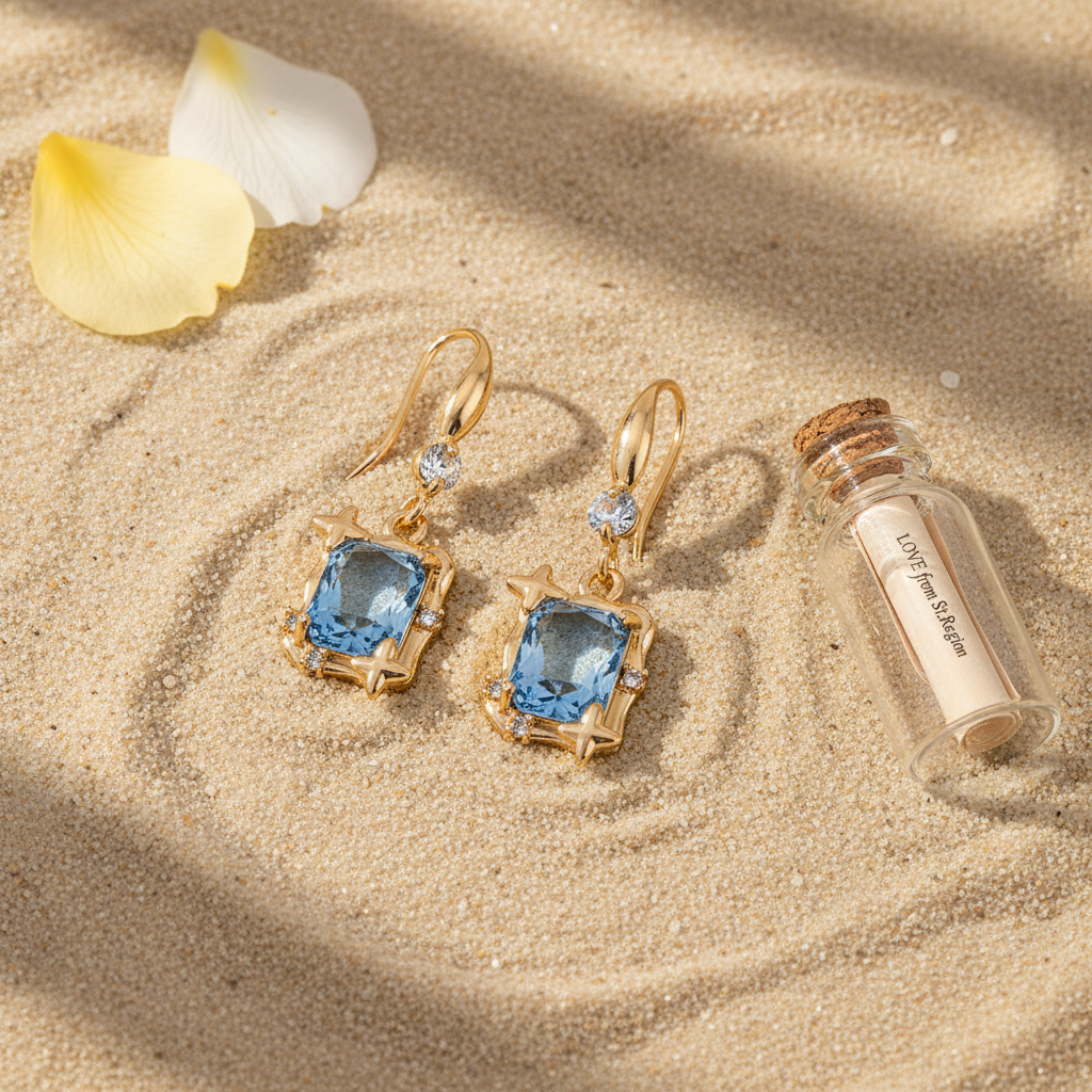 Blue Topaz & Cubic Zirconia Goldtone Cushion-Cut Star Hook Earrings - Street Region
