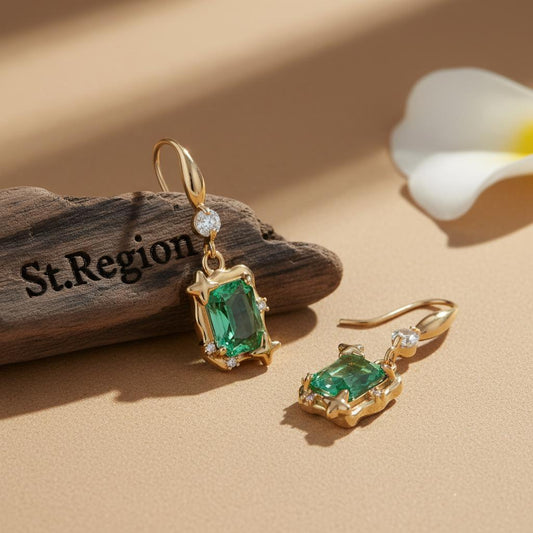 gold tone floral drop earrings St.Region