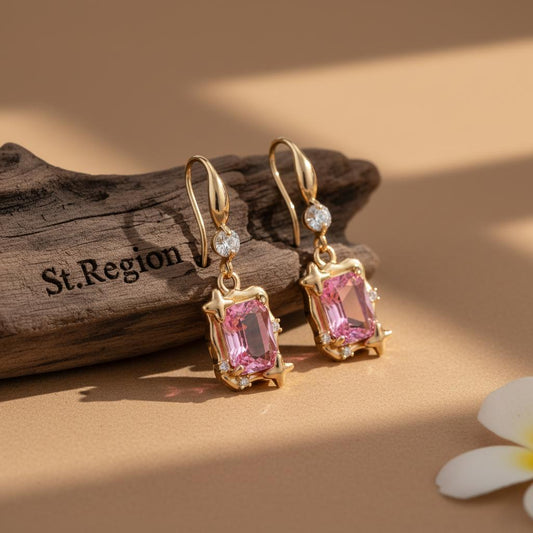 pink acrylic drop earrings for women St.Region