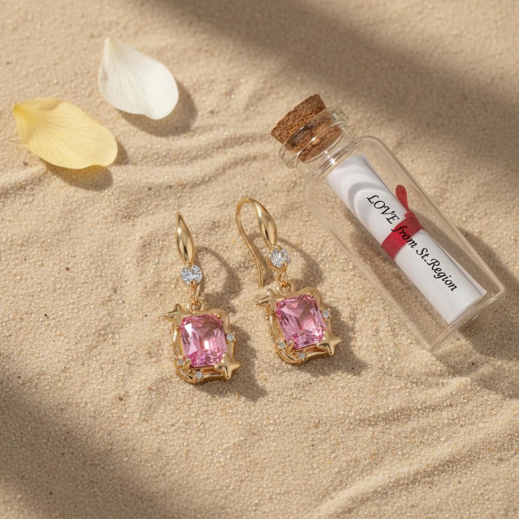 Pink Crystal and Cubic Zirconia Goldtone Cushion-Cut Star Hook Earrings, gold drop earrings for women, lifestyle look