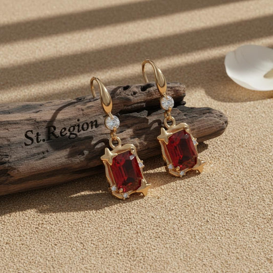 gold tone floral drop earrings St.Region