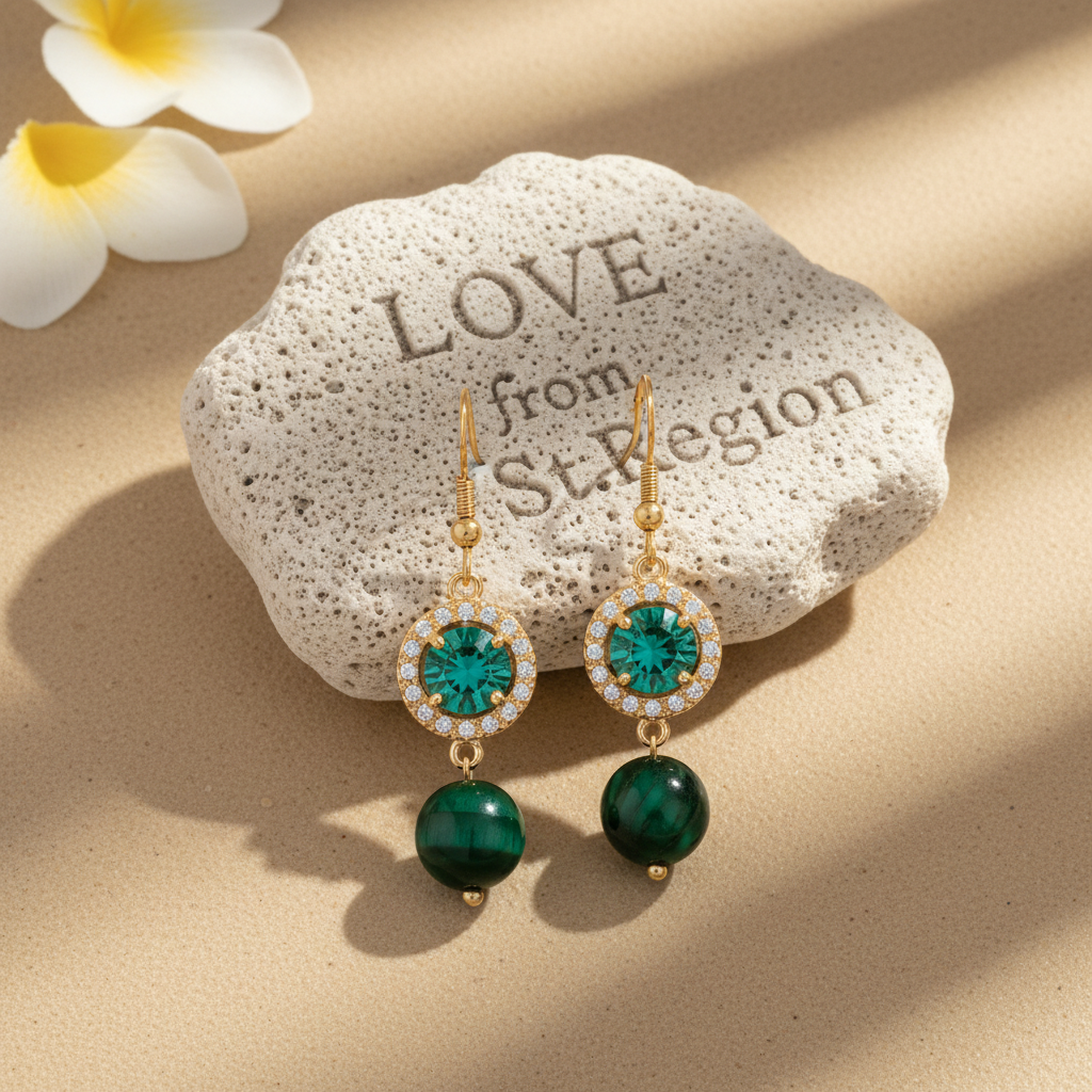 Green Quartz & Crystal Cubic Zirconia Goldtone Ball Hook Earrings - Street Region