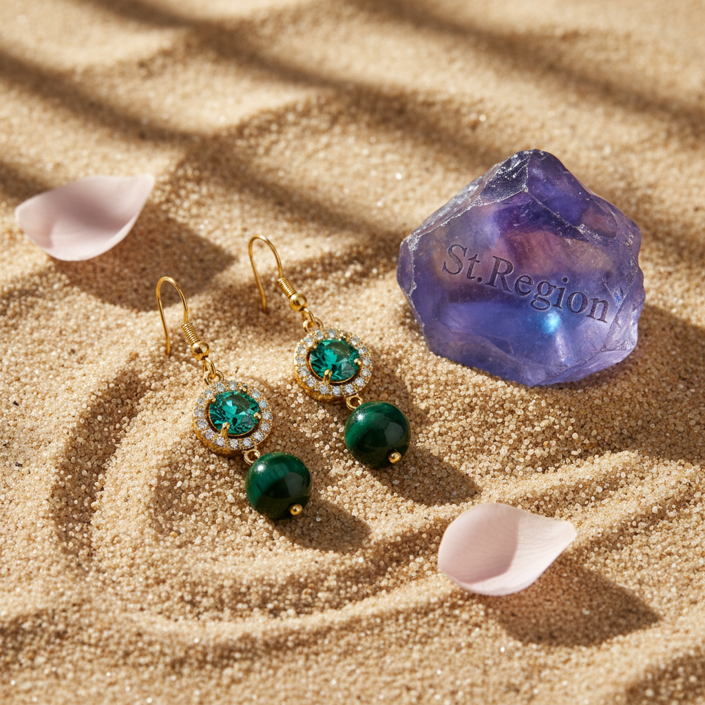 Green Quartz & Crystal Cubic Zirconia Goldtone Ball Hook Earrings - Street Region