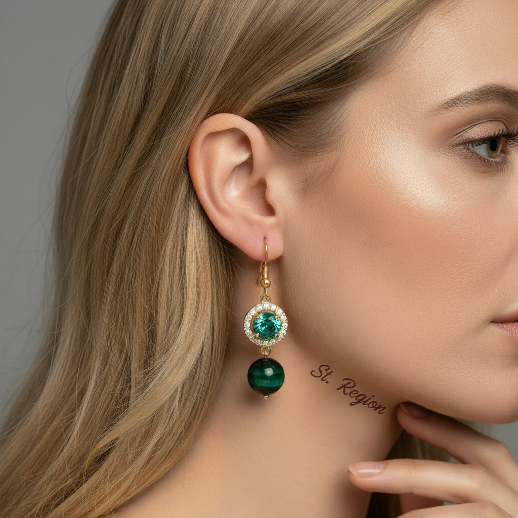 Green Quartz & Crystal Cubic Zirconia Goldtone Ball Hook Earrings - Street Region