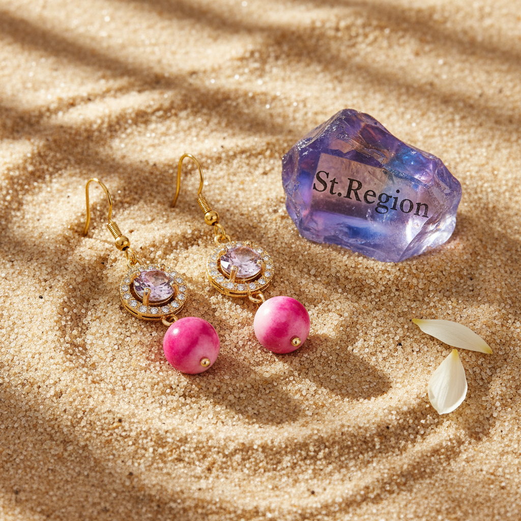 Pink Quartz & Crystal Cubic Zirconia Goldtone Ball Hook Earrings - Street Region