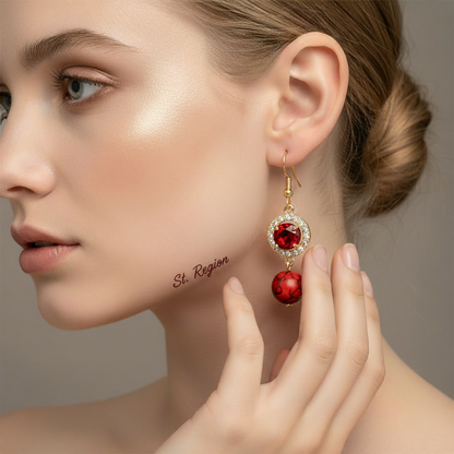Red Turqouise & Crystal Cubic Zirconia Goldtone Ball Hook Earrings - Street Region