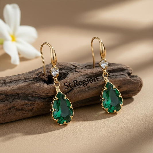 gold tone floral drop earrings St.Region