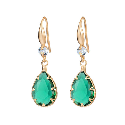 Green Crystal & Cubic Zirconia Goldtone Teardrop Hook Earrings - Street Region