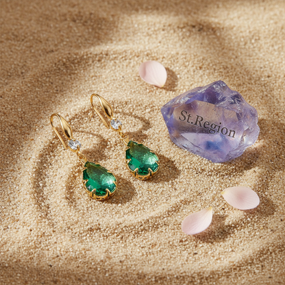Green Crystal & Cubic Zirconia Goldtone Teardrop Hook Earrings - Street Region