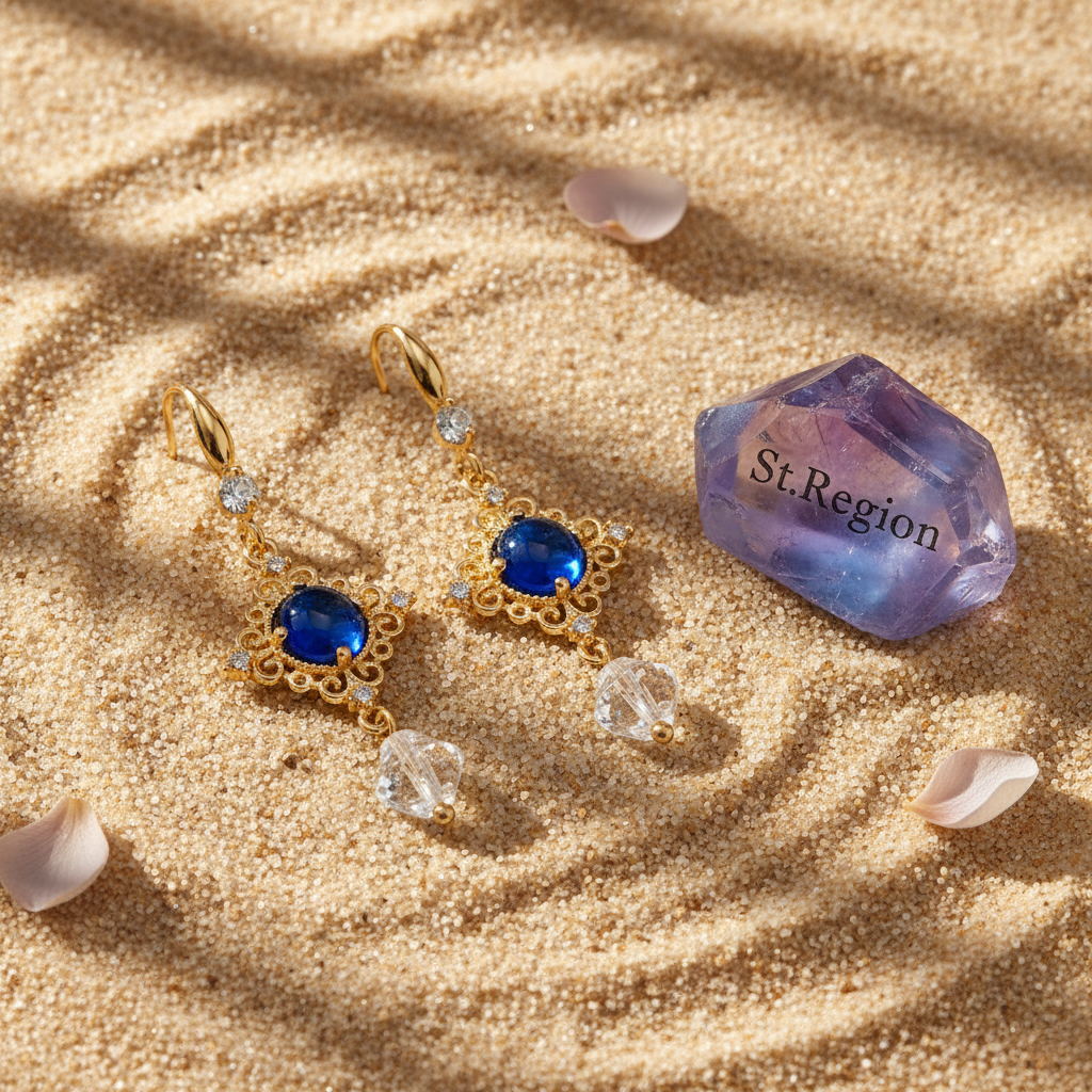 Blue Quartz & Crystal Cubic Zirconia Goldtone Rhombus Hook Earrings - Street Region