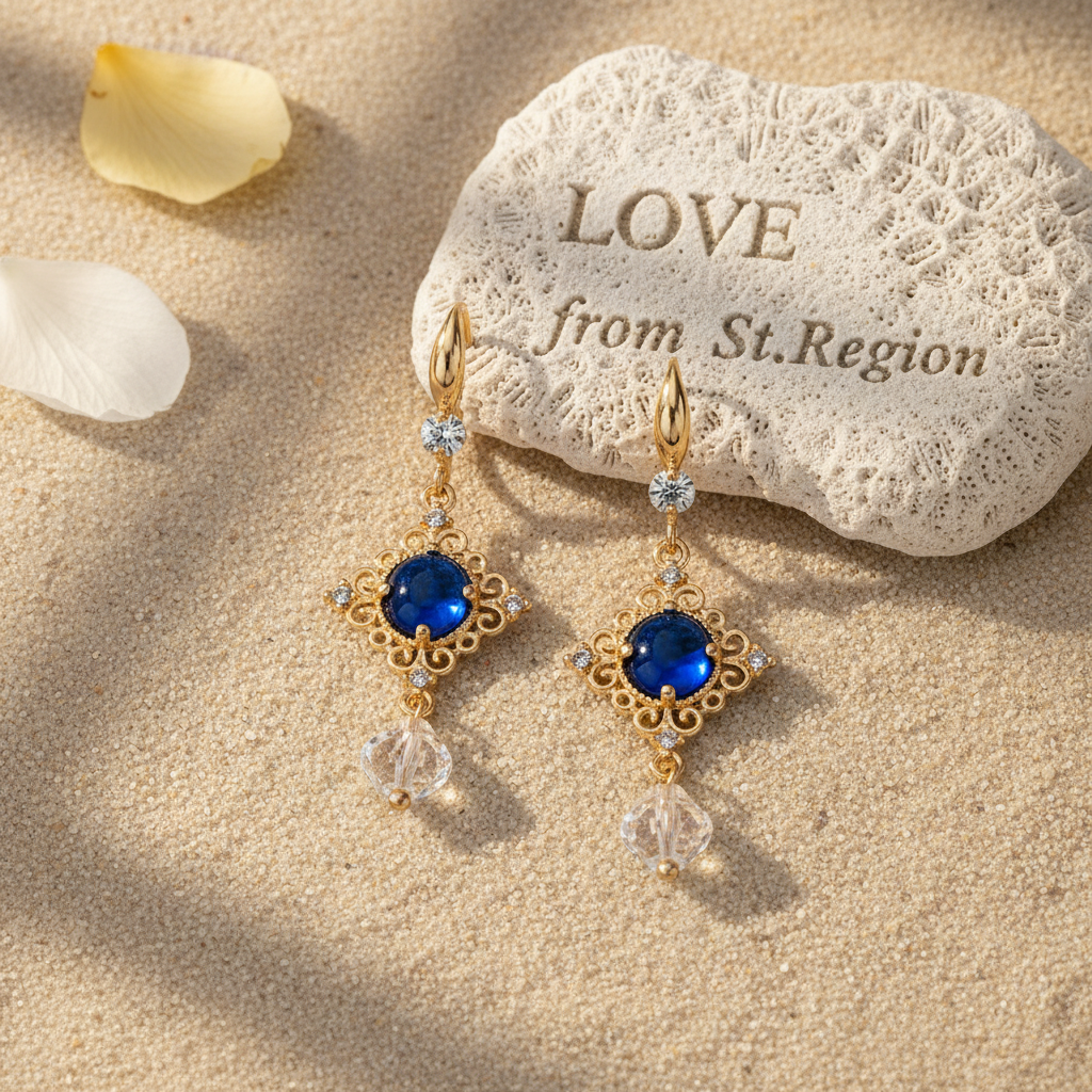Blue Quartz & Crystal Cubic Zirconia Goldtone Rhombus Hook Earrings - Street Region
