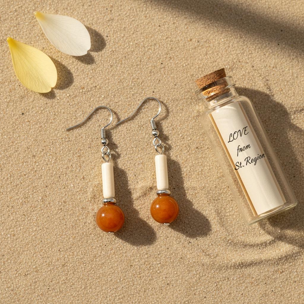 Orange Jade and Silvertone Cylinder Ball Hook Earrings, silver drop earrings for women, lifestyle look