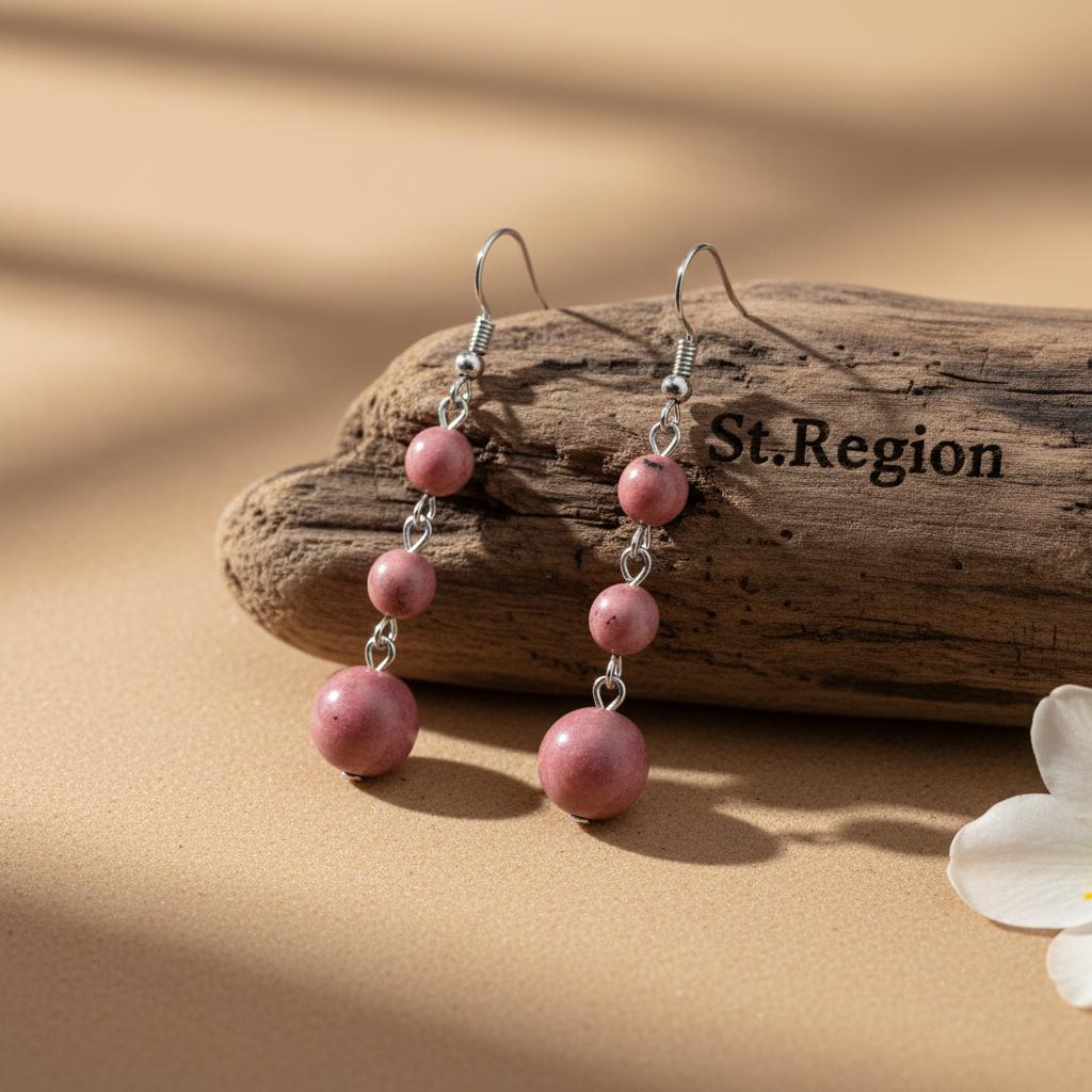 Red Jade and Silvertone Tiered Ball Hook Earrings, silver drop earrings for women, vintage-inspired design, front view