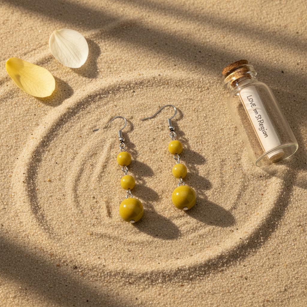Yellow Jade and Silvertone Tiered Ball Hook Earrings, silver drop earrings for women, elegant gift for her, lifestyle look