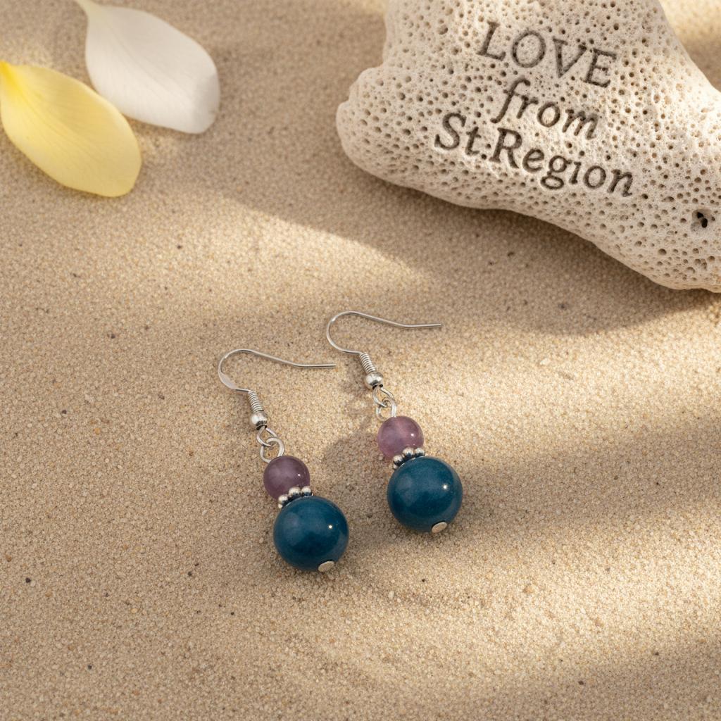 Purple and Blue Jade Silvertone ‌Gourd‌-Shape Hook Earrings, silver drop earrings for women, lifestyle look