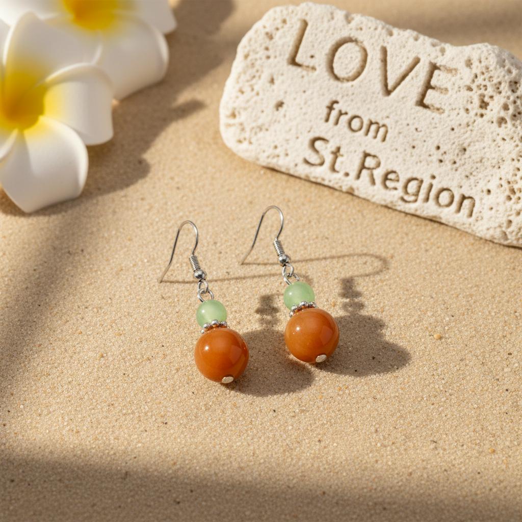 Orange and Green Jade Silvertone ‌Gourd‌-Shape Hook Earrings, silver drop earrings for women, lifestyle look