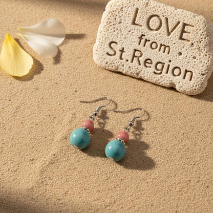 Red and Blue Jade Silvertone ‌Gourd‌-Shape Hook Earrings, silver drop earrings for women, lifestyle look
