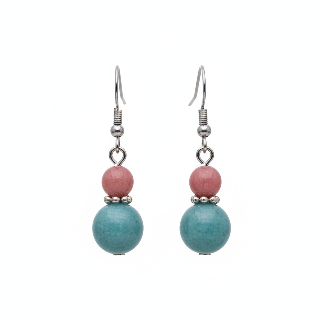 Red & Blue Jade Silvertone ‌Gourd‌-Shape Hook Earrings - Street Region