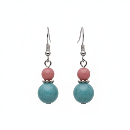 Red & Blue Jade Silvertone ‌Gourd‌-Shape Hook Earrings - Street Region