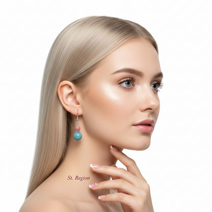 Red & Blue Jade Silvertone ‌Gourd‌-Shape Hook Earrings - Street Region
