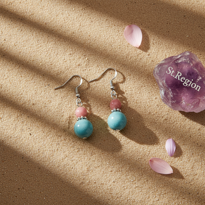 Red & Blue Jade Silvertone ‌Gourd‌-Shape Hook Earrings - Street Region