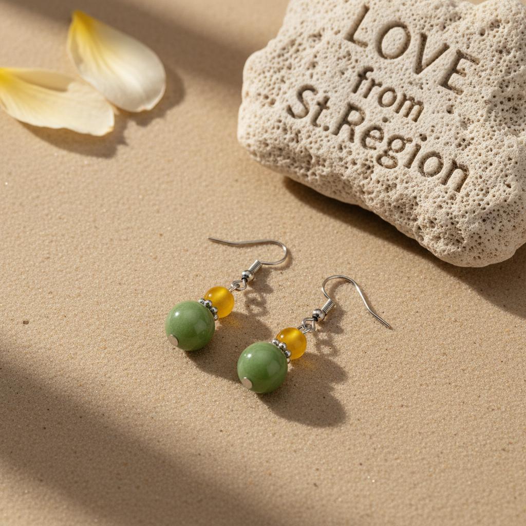 Yellow and Green Jade Silvertone ‌Gourd‌-Shape Hook Earrings, silver drop earrings for women, everyday style, lifestyle look