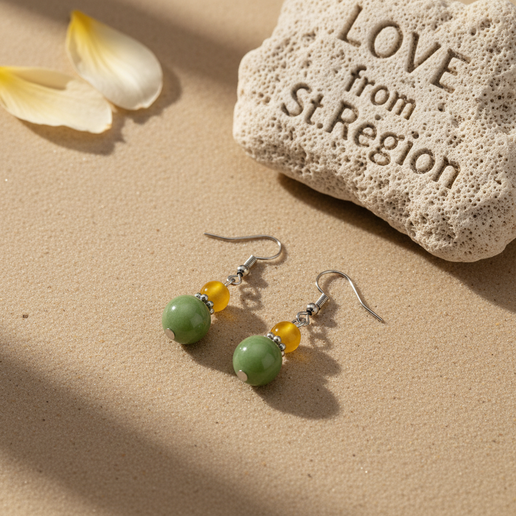 Yellow & Green Jade Silvertone ‌Gourd‌-Shape Hook Earrings - Street Region