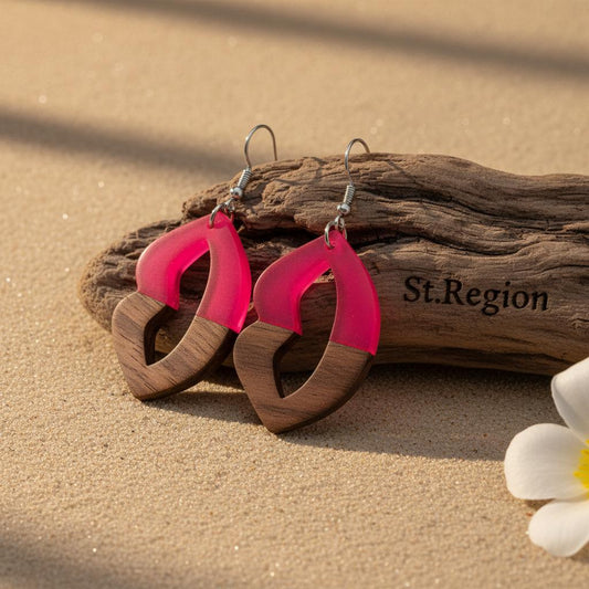pink acrylic drop earrings for women St.Region