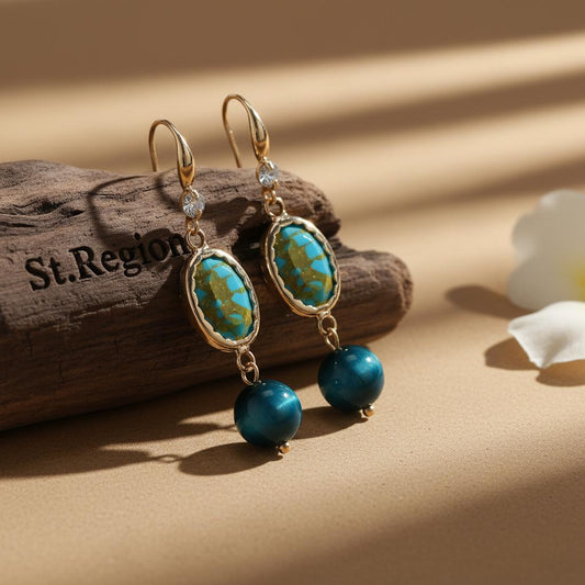 gold tone floral drop earrings St.Region